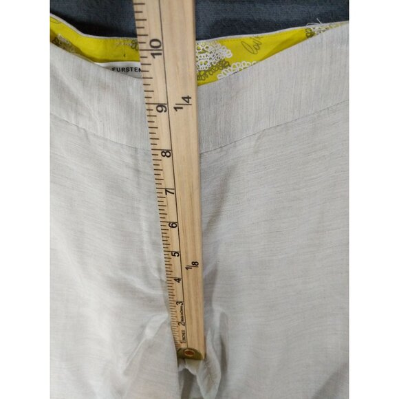 DIANE VON FURSTENBURG Womens Georginne Pants SZ 0 Linen Crop Cream No Lining - Picture 7 of 12